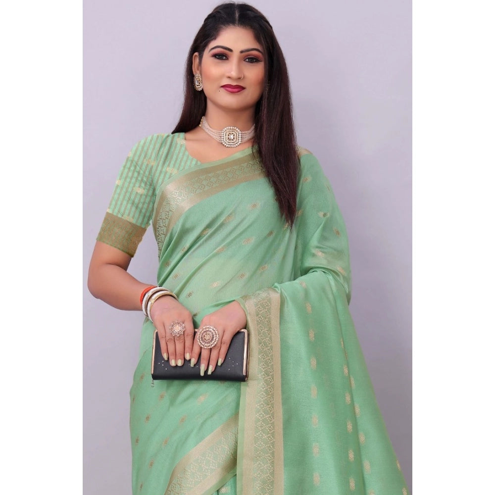 Sophisticated Silk Blend Woven Saree With Blouse Piece