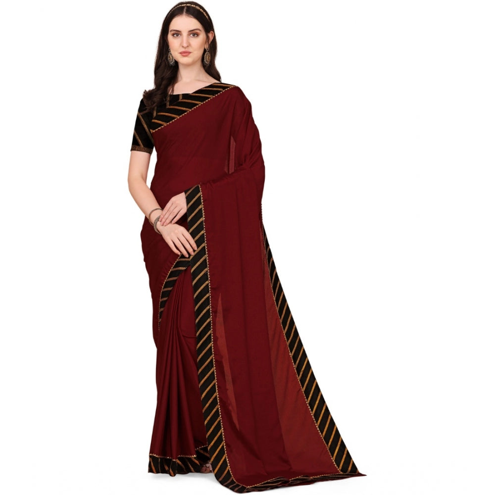 Gracious Chiffon Self Design Saree With Blouse Piece