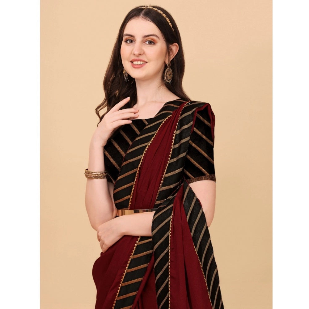 Gracious Chiffon Self Design Saree With Blouse Piece