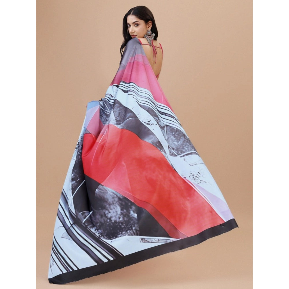 Fantastic Crepe Digital Print Saree With Blouse Piece