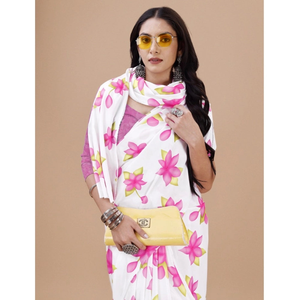 Fantastic Crepe Digital Print Saree With Blouse Piece