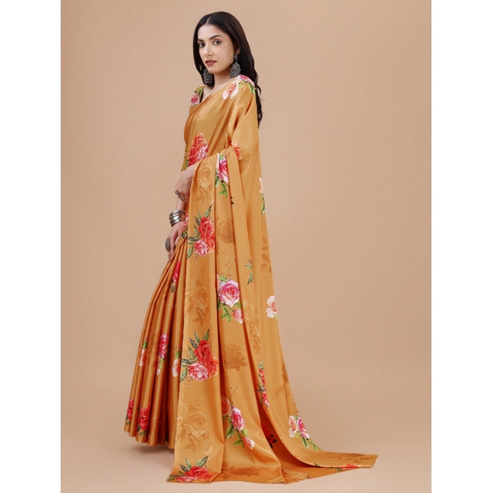Fantastic Crepe Digital Print Saree With Blouse Piece
