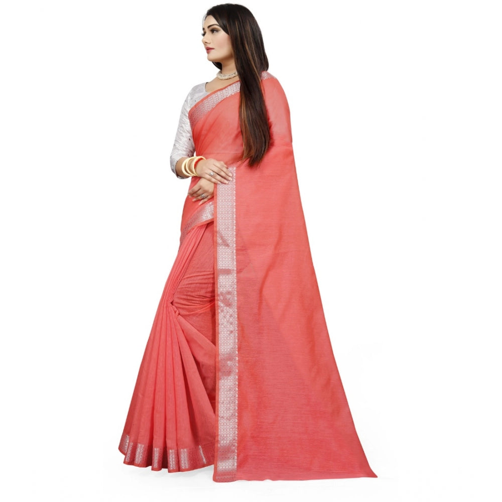 Dazzling Cotton Silk Self Design Saree With Blouse Piece
