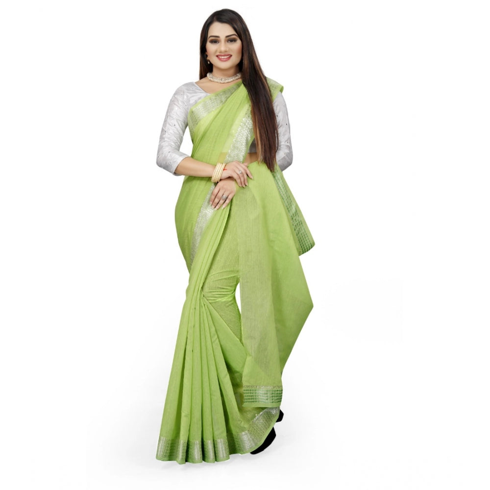 Dazzling Cotton Silk Self Design Saree With Blouse Piece