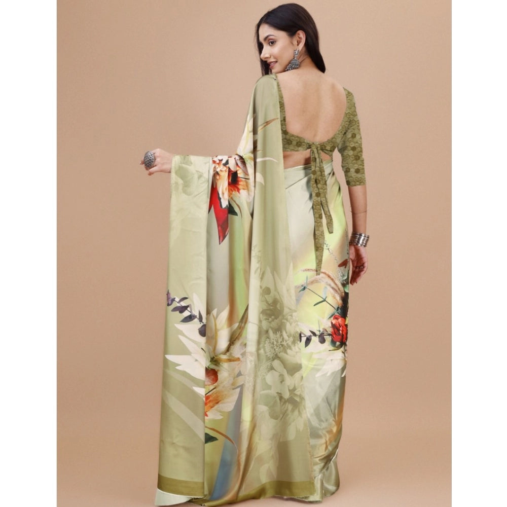 Fantastic Crepe Digital Print Saree With Blouse Piece