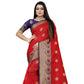 Appealing Silk Blend Woven Saree With Blouse Piece