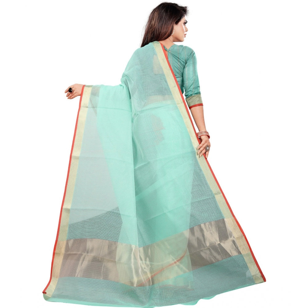 Charming Cotton Silk Checkered Saree With Blouse Piece