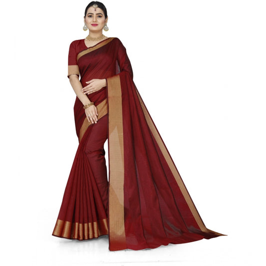 Dazzling Cotton Silk Self Design Saree With Blouse Piece