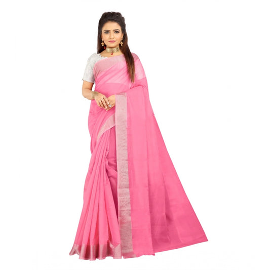 Dazzling Cotton Silk Self Design Saree With Blouse Piece