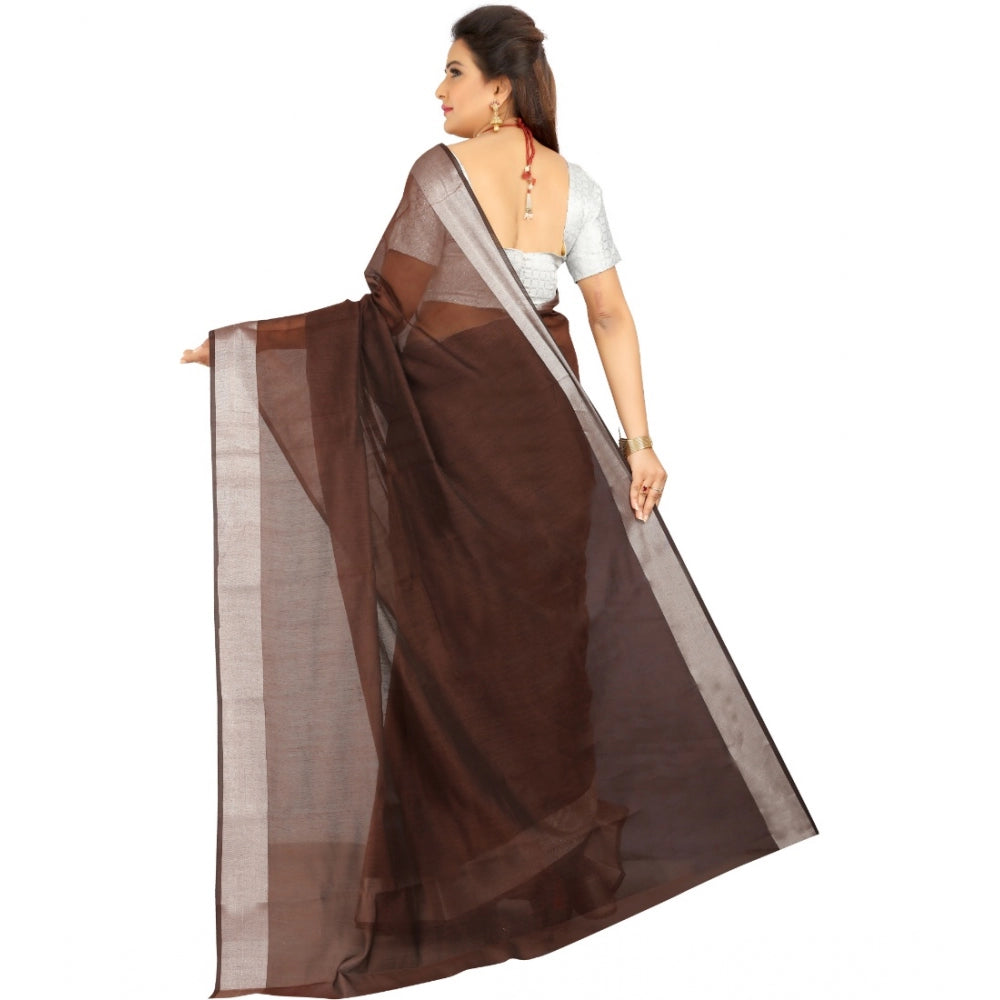 Dazzling Cotton Silk Self Design Saree With Blouse Piece