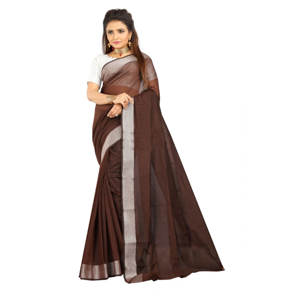 Dazzling Cotton Silk Self Design Saree With Blouse Piece