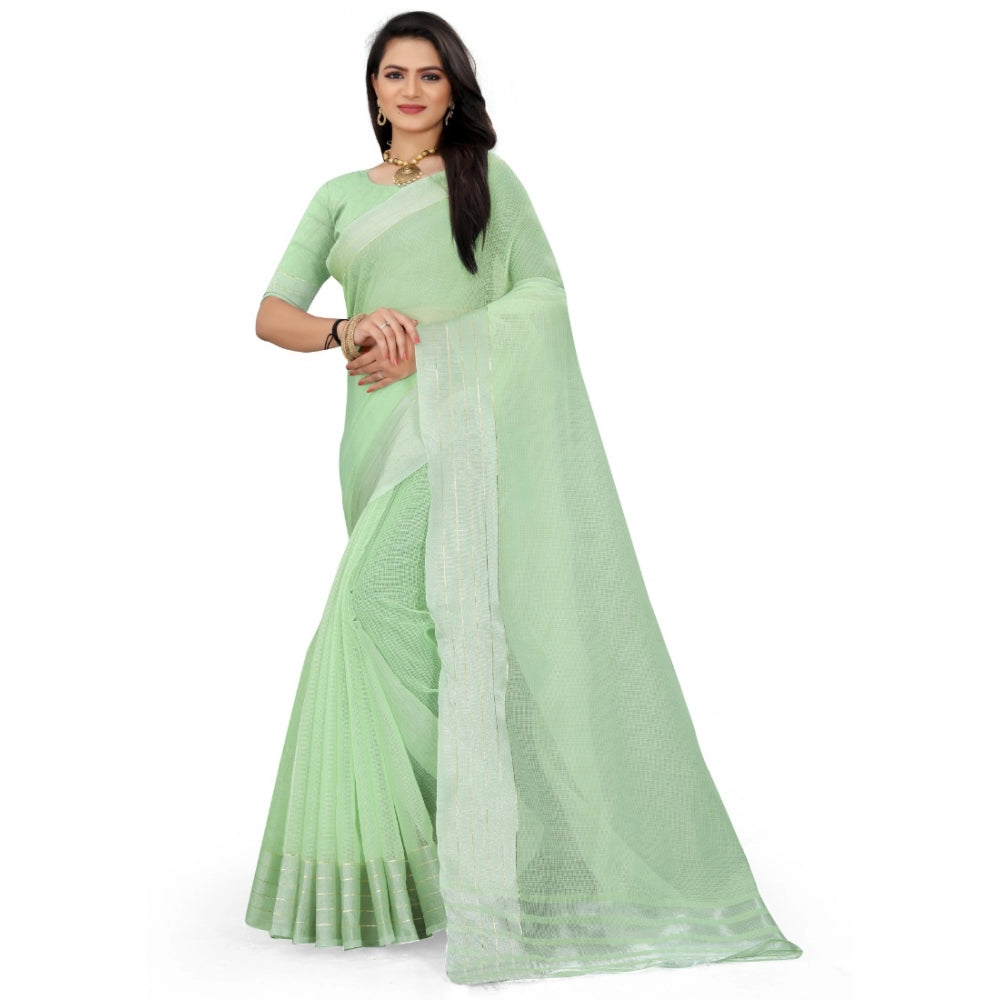 Gracious Cotton Jute Self Design Saree With Blouse Piece