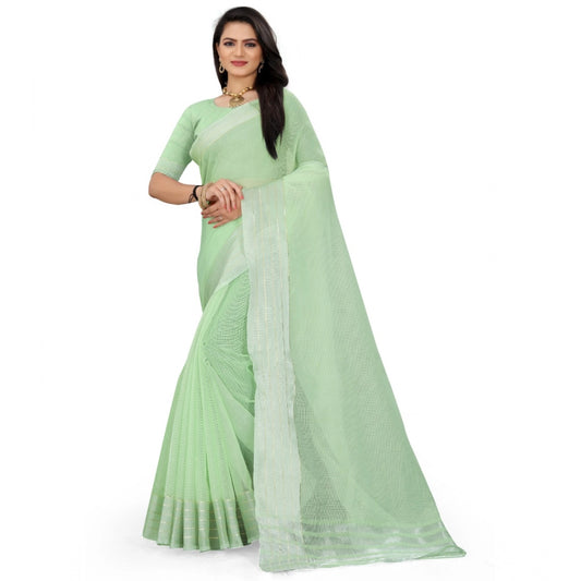 Gracious Cotton Jute Self Design Saree With Blouse Piece