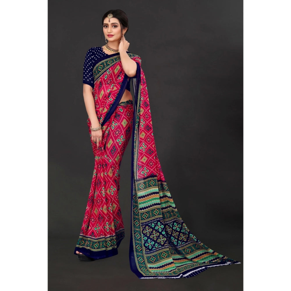 Fabulous Georgette Floral Print Saree With Blouse Piece