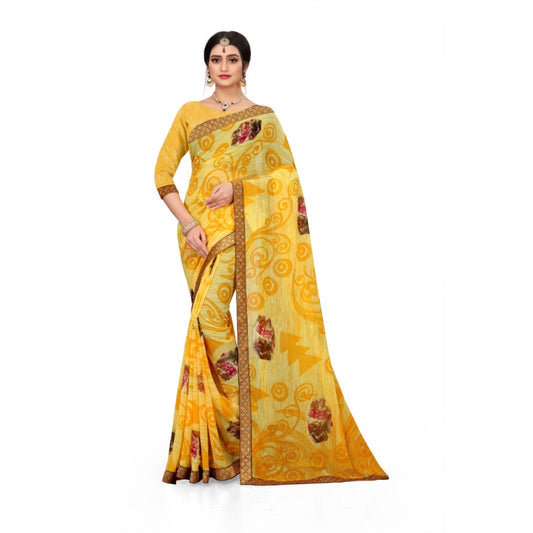 Fabulous Georgette Floral Print Saree With Blouse Piece