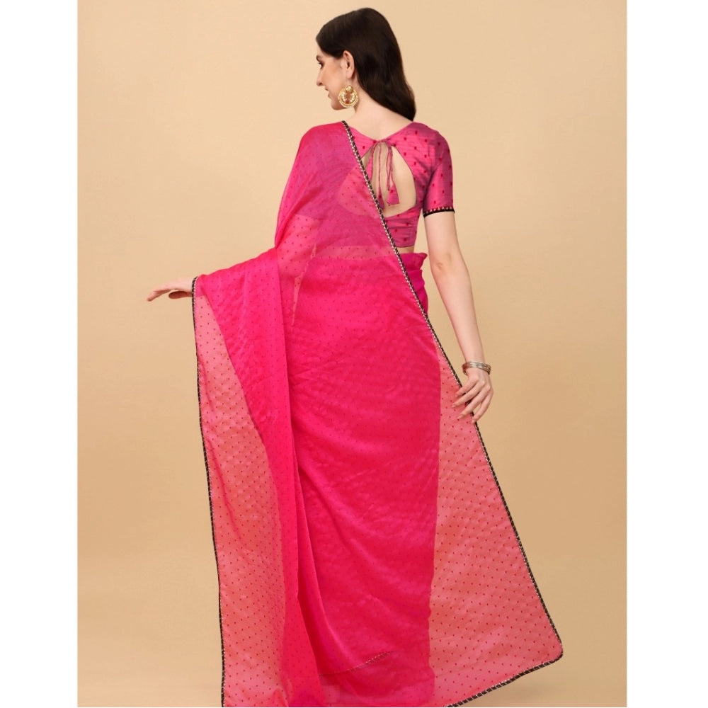 Incredible Silk Blend Embellished Saree With Blouse Piece