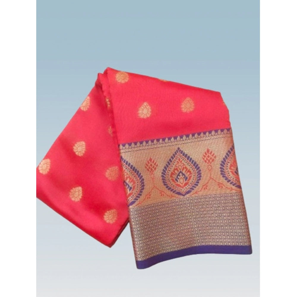 Appealing Silk Blend Woven Saree With Blouse Piece