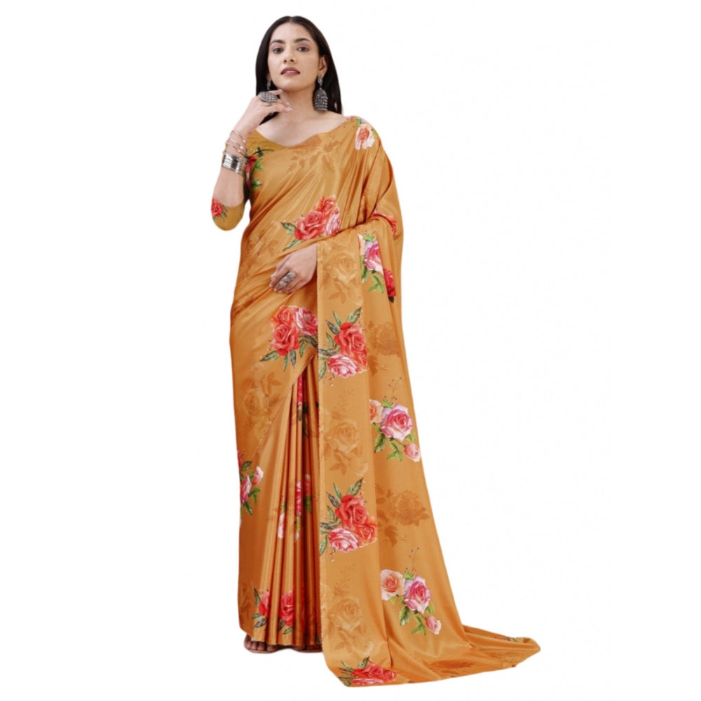 Fantastic Crepe Digital Print Saree With Blouse Piece