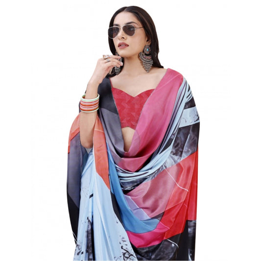 Fantastic Crepe Digital Print Saree With Blouse Piece