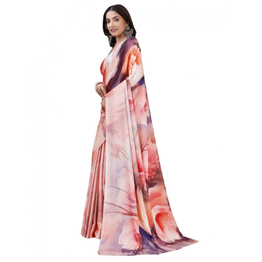 Fantastic Crepe Digital Print Saree With Blouse Piece