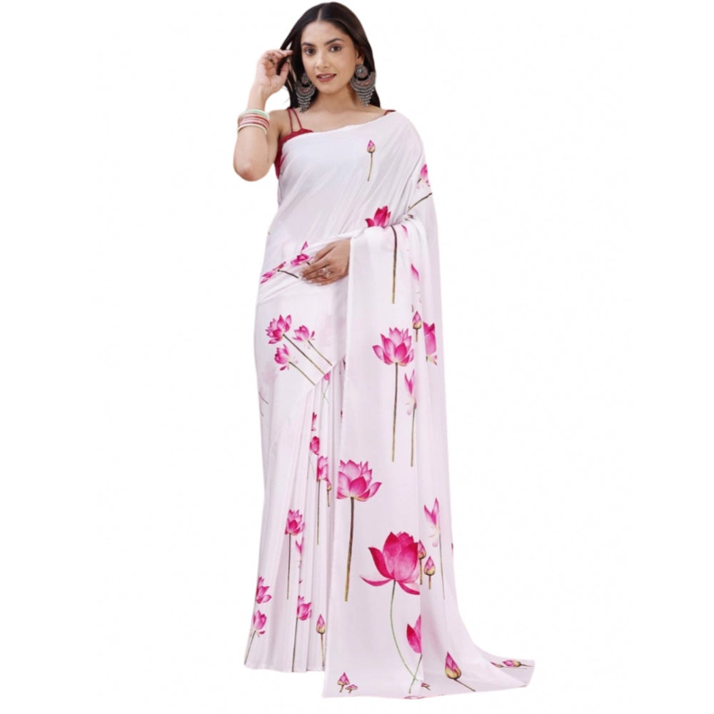 Fantastic Crepe Digital Print Saree With Blouse Piece