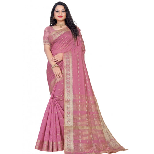 Sophisticated Silk Blend Woven Saree With Blouse Piece