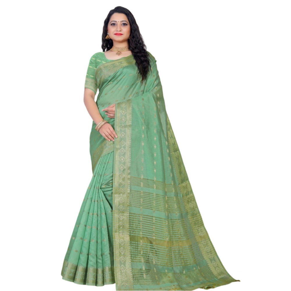 Sophisticated Silk Blend Woven Saree With Blouse Piece