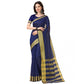 Delightful Cotton Silk Striped Saree With Blouse Piece