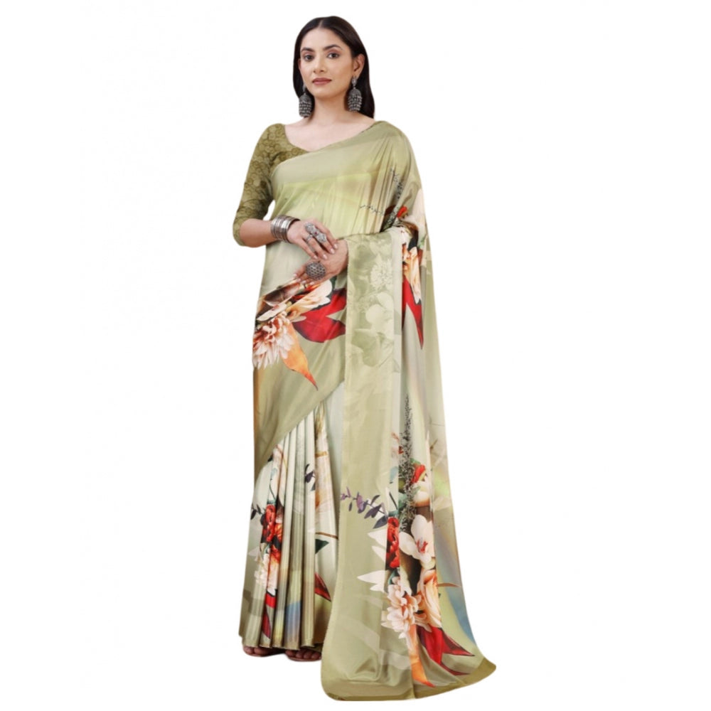 Fantastic Crepe Digital Print Saree With Blouse Piece