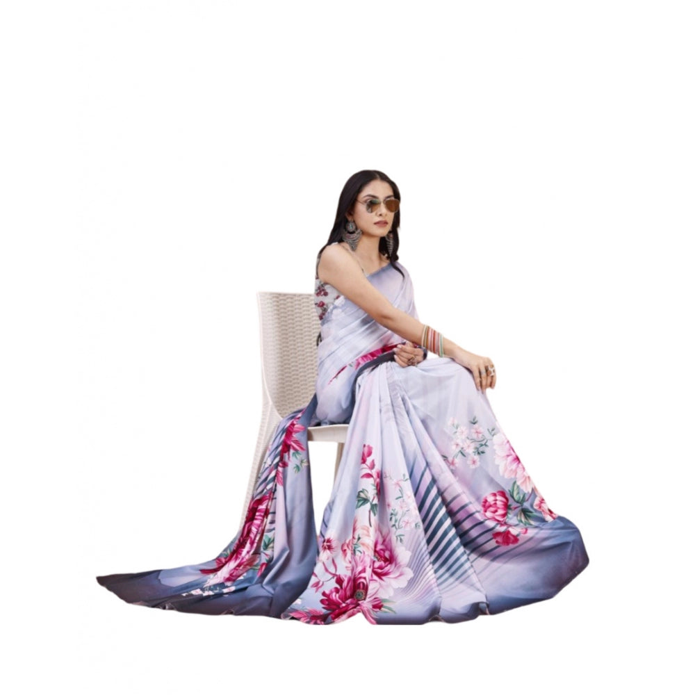 Fantastic Crepe Digital Print Saree With Blouse Piece
