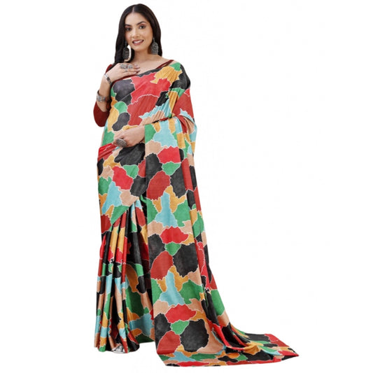 Fantastic Crepe Digital Print Saree With Blouse Piece