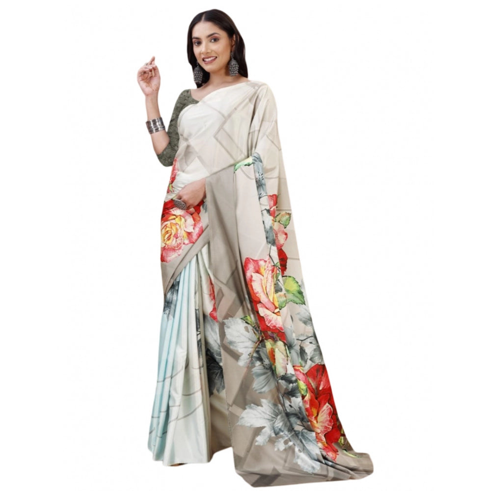Fantastic Crepe Digital Print Saree With Blouse Piece