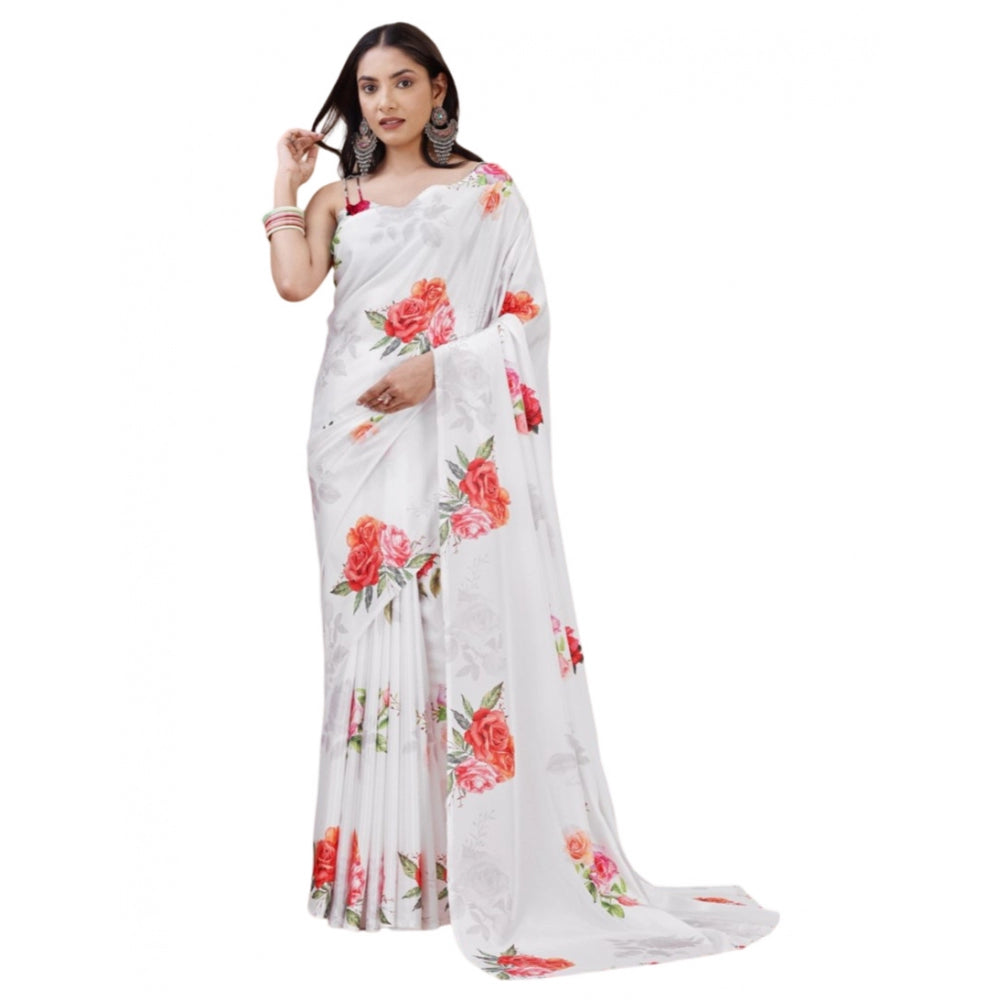 Fantastic Crepe Digital Print Saree With Blouse Piece