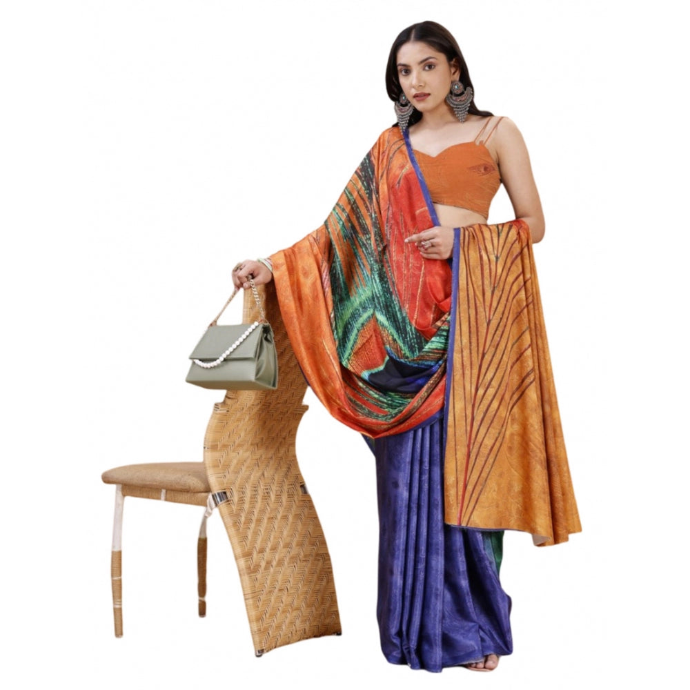 Fantastic Crepe Digital Print Saree With Blouse Piece