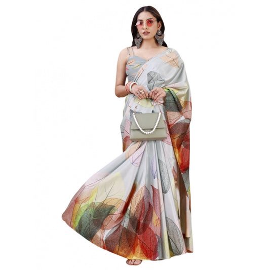 Fantastic Crepe Digital Print Saree With Blouse Piece