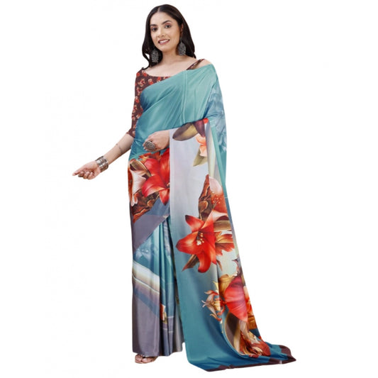 Fantastic Crepe Digital Print Saree With Blouse Piece