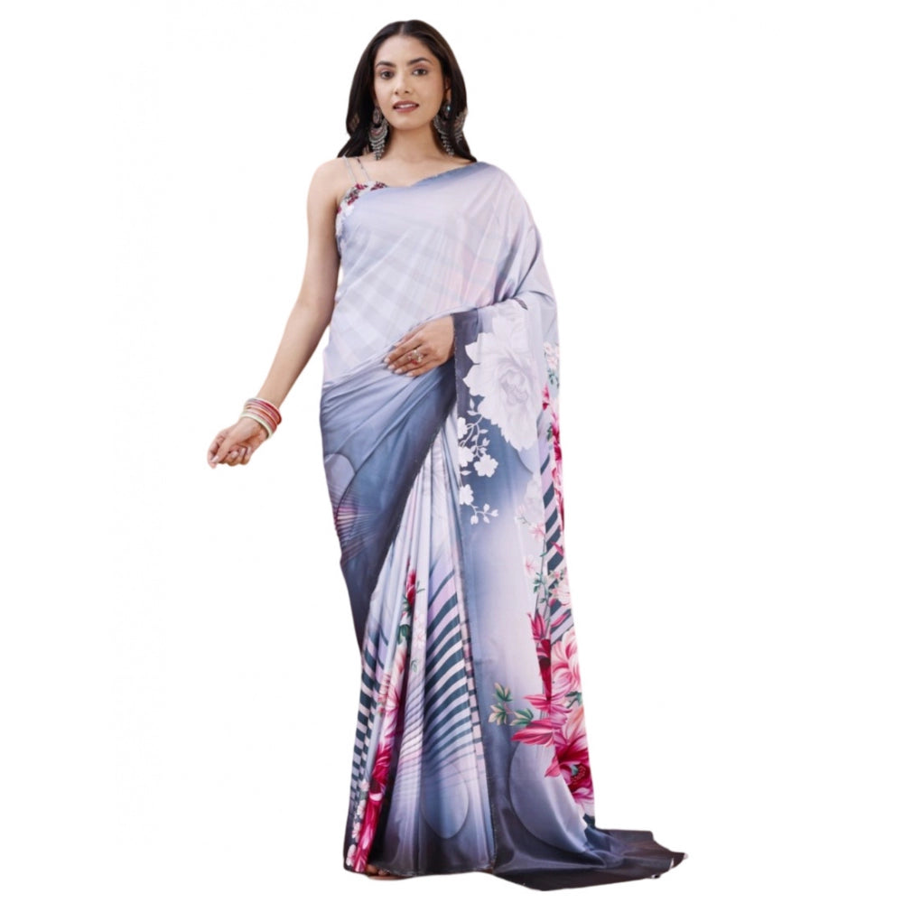 Fantastic Crepe Digital Print Saree With Blouse Piece