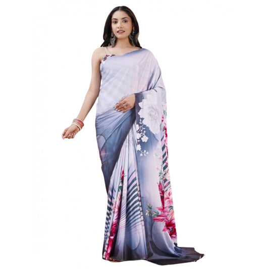 Fantastic Crepe Digital Print Saree With Blouse Piece