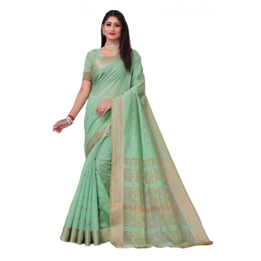 Sophisticated Silk Blend Woven Saree With Blouse Piece