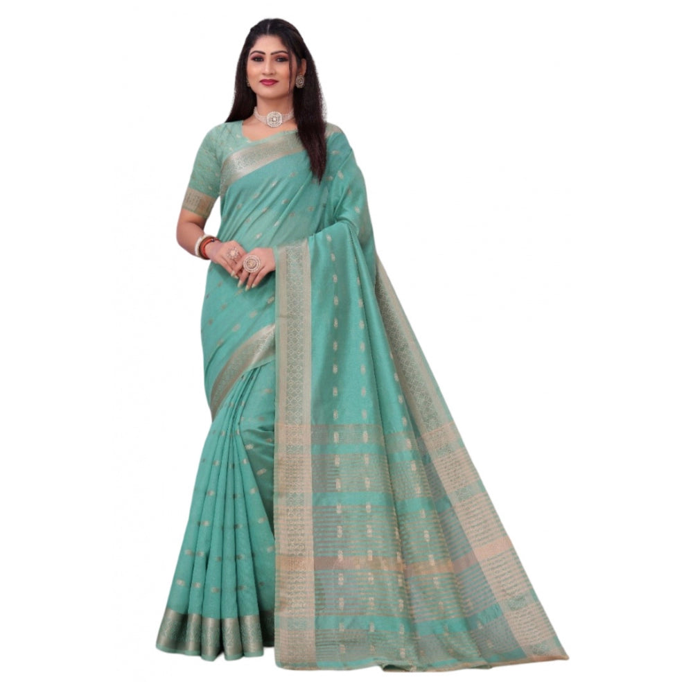 Sophisticated Silk Blend Woven Saree With Blouse Piece