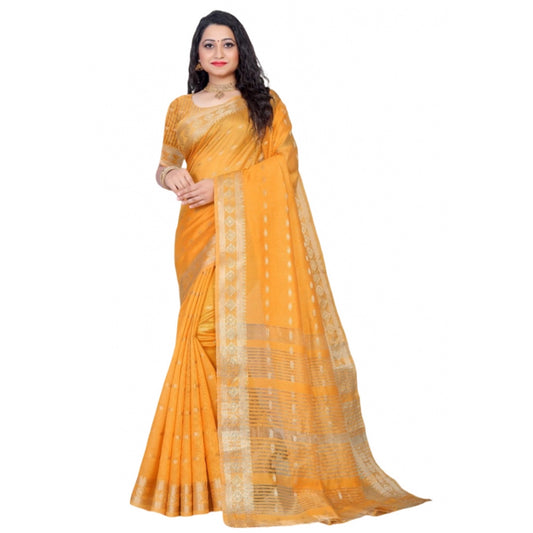 Sophisticated Silk Blend Woven Saree With Blouse Piece