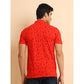 Men's Casual Cotton Printed Mandarin Collar Half Sleeve T Shirt