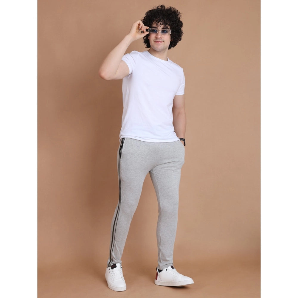 Luxurious Men's Casual Cotton Striped Full Length Track Pant