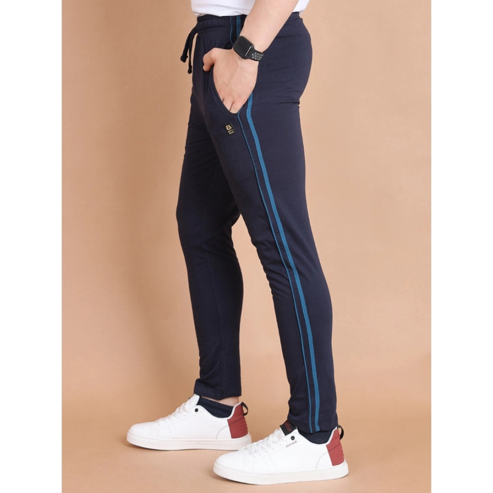 Luxurious Men's Casual Cotton Striped Full Length Track Pant
