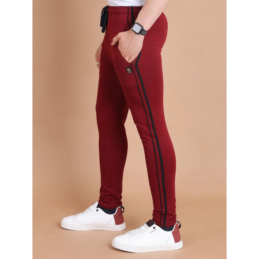 Luxurious Men's Casual Cotton Striped Full Length Track Pant