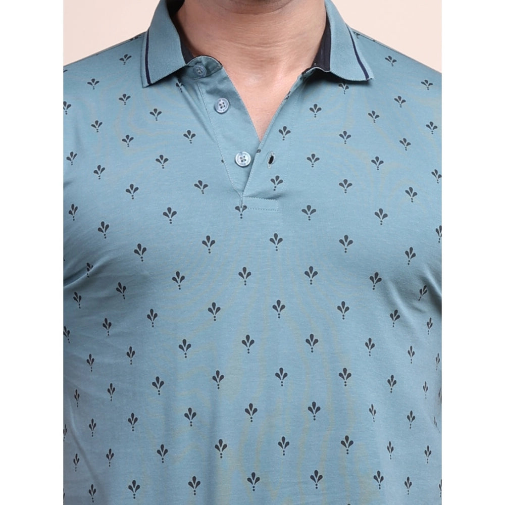 Dashing Men's Casual Cotton Printed Polo Neck Half Sleeve T Shirt