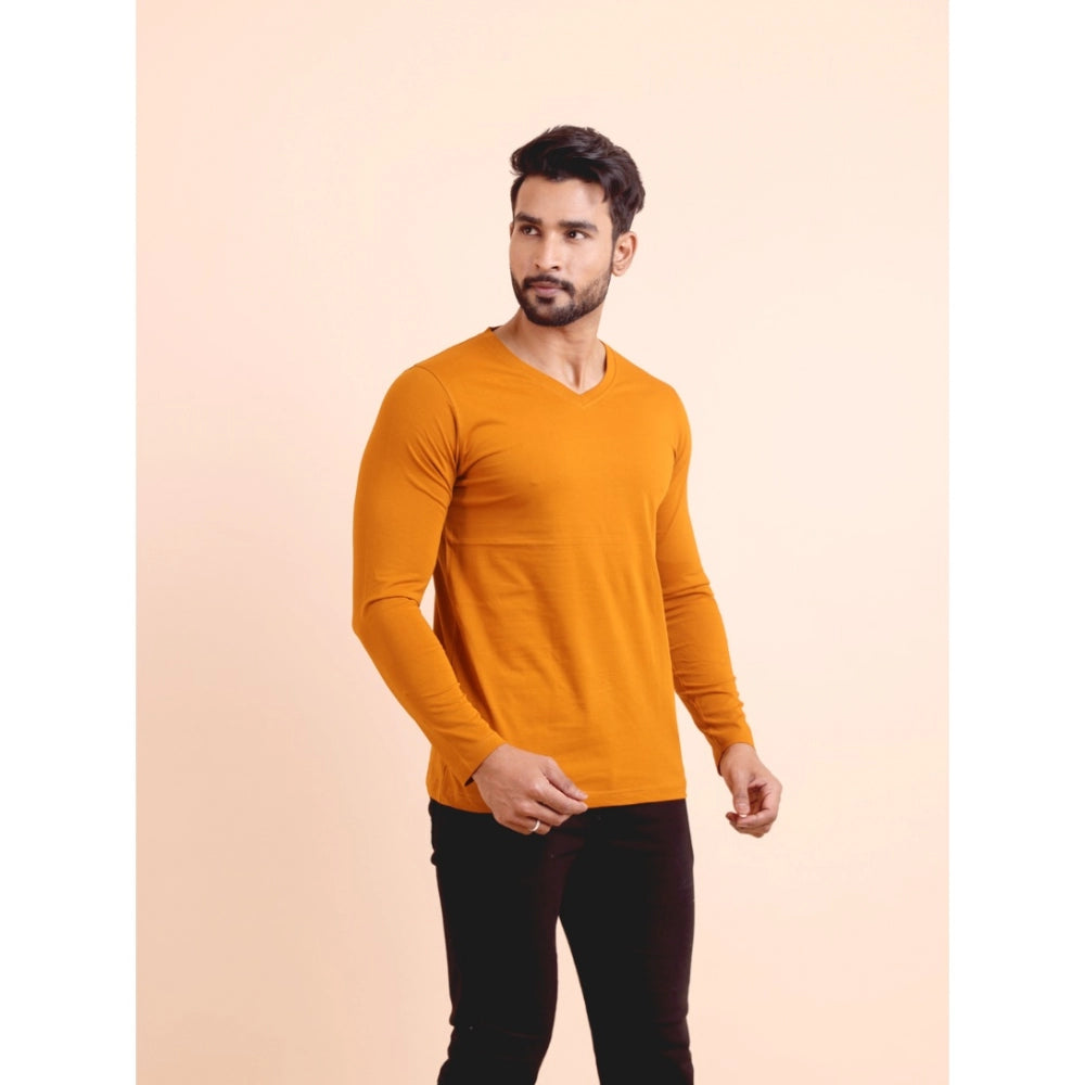Dashing Men's Casual Cotton Solid V Neck Full Sleeve T Shirt
