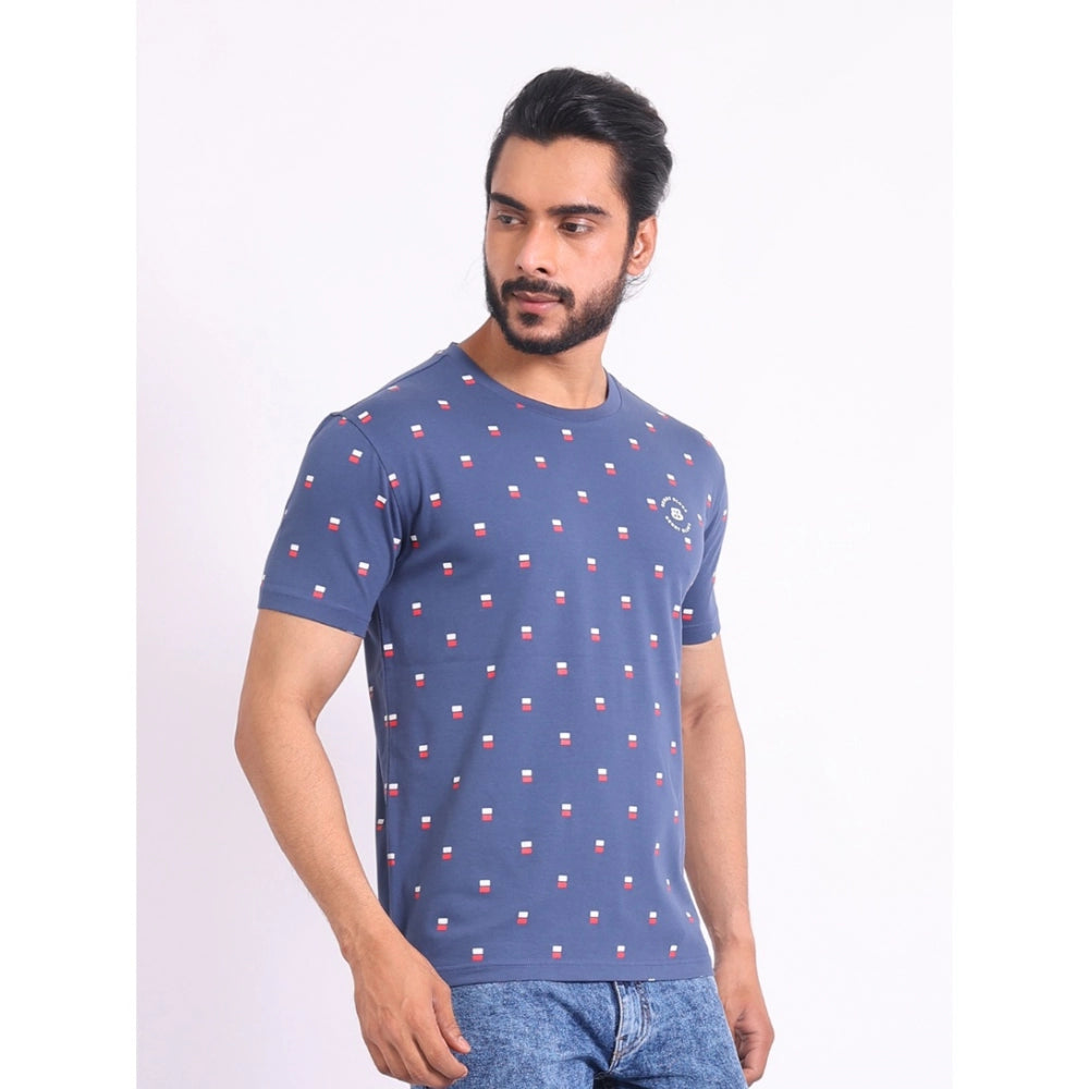 Men's Casual Cotton Printed Round Neck Half Sleeve T Shirt