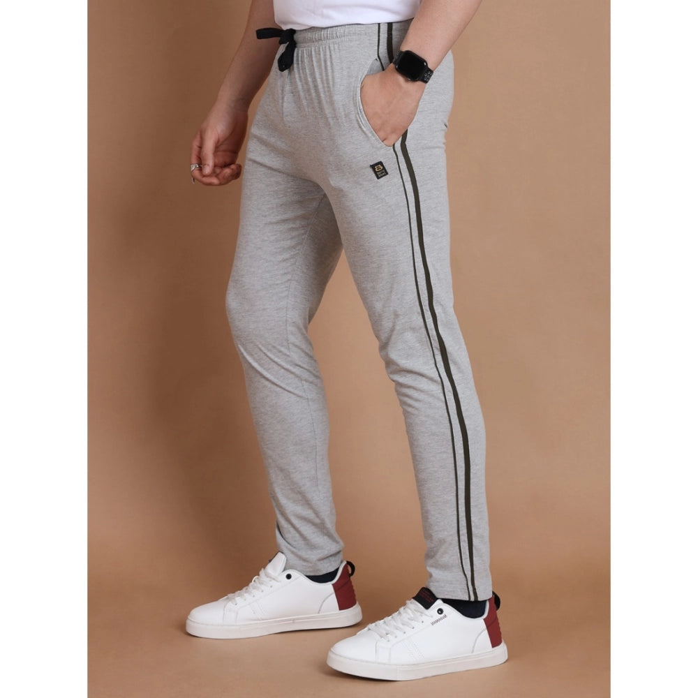 Luxurious Men's Casual Cotton Striped Full Length Track Pant