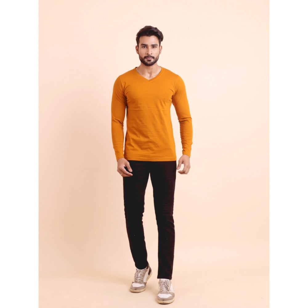 Dashing Men's Casual Cotton Solid V Neck Full Sleeve T Shirt